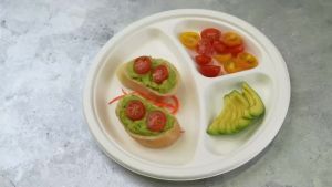 50pcs 9/10 Inches  Paper Plate 3 Grids Paper Plate White And Natural Color Paper Plate For Dinner Or Party