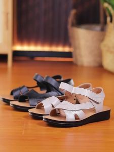 [Free Shipping] Clearance! No returns or exchanges. Genuine leather mom sandals flat-soled shoes for middle-aged and elderly women large size shoes for seniors