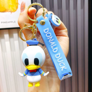 Cartoon Disney Mickey Minnie Dolls Keychains Silicone Donald Duck Winnie Stitch Anime doll Phone Bag Accessories