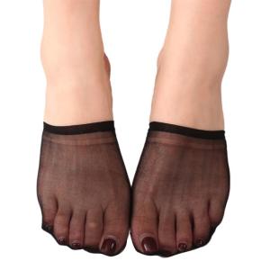 Sheer Mesh Toe Top Socks No Show Liner Half Socks for Women Seamless Grip Nonslip Socks Invisible Toe Covers Socks