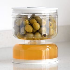 💥🎁Free Gift🎁💥Pickles Jar Dry and Wet Dispenser Pickle and Olives Hourglass Jar Cucumber Container for Kitchen Juice Separator Tools