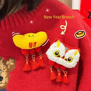 YONDO Lucky Spring Festival Pin Coin Loong Chinese Style Pin Exquisite Lapel Lion Dance Brooch Lunar New Year