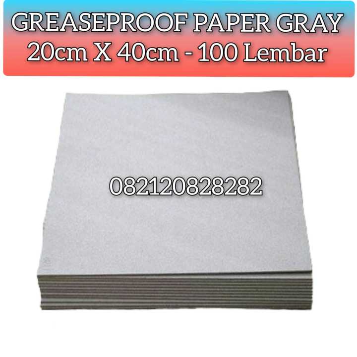 100 Lembar Kertas Roti Abu 20x40 Greaseproof Paper Grey 32 Gsm Uk 20cm X 40cm Alas Panggang 