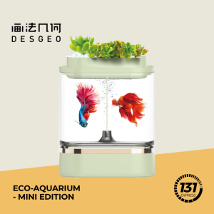 DESGEO Lazy Fish Tank C300 Mini Pro  2-in-1 Eco-Aquarium with Auto Filter & Oxygen USB LED Smart Touch Low Noise Desktop
