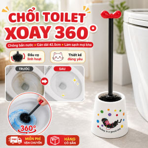 🔥Xoay 360° chổi vệ sinh phòng tắm đáng yêu cán dài / Chổi chống bắn vệ sinh bồn cầu cao cấp / Dụng cụ lau sạch mọi khe