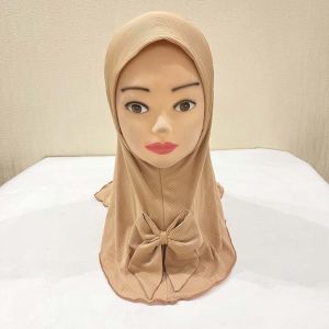 GOXBERK Thiết kế đã được may sẵn Khăn trùm đầu tức thì cho trẻ em Đai đỡ cằm đàn hồi Thoáng khí Khăn trùm đầu nơ cho bé gái Khăn quàng cổ trẻ em kín đáo Kết cấu thân thiện với da Khăn xếp phong cách dân tộc Trang phục lễ hội