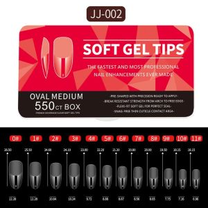 550 Pcs/Set Clear Gelly Tips Soft Gel False Nails Press on Soak Nail Tips Kit Nail Extensions