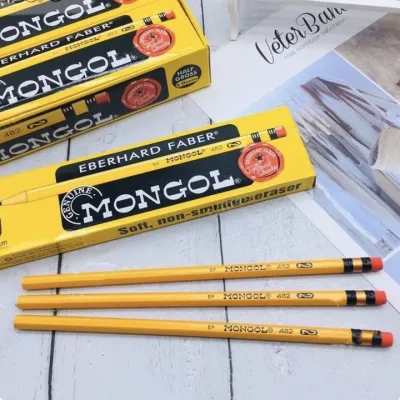 Original 12pcs #2 Mongol Pencil W/eraser lapis Art Dedicated Hand-painted Sketch Pen Painting Tools