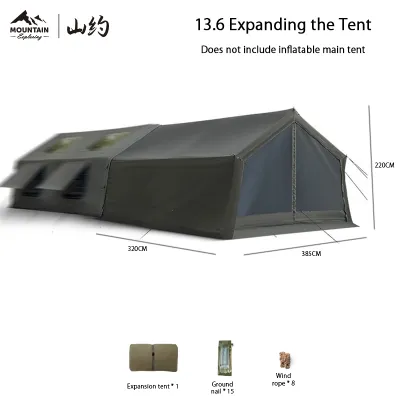 Mountain Camping tent inflatable tent 8+8 square meters large space luxury tent black tactical equivalent Coody 8.0 PRO