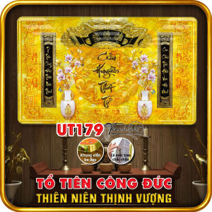 Tranh phòng thờ cửu huyền thất tổ Tranh Đức Lưu Quang tranh thờ cúng gia tiên Tranh thờ treo tường Tranh thờ gia tiên tráng gương treo tường UT179
