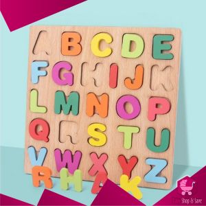 BabyShop-M313 Mainan Edukasi Anak Puzzle Kayu 3D Huruf Angka dan Bangun Datar / Puzzle Alphabet Mainan Kayu Anak / Wooden Toys ABC Kids