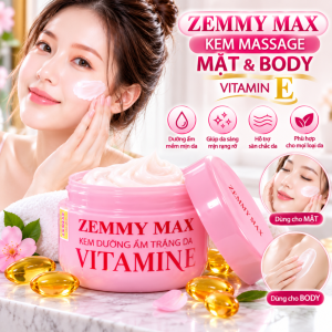 Kem Massage  Kem dưỡng Ẩm VITAMIN E ZEMMY MAX Hồng Hỗ trợ dưỡng ẩm làm mềm và dưỡng trắng da chính hãng