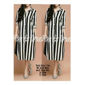 Toplyshop Tunik muslim /Atasan wanita  / Blouse wanita  muslim  / Long tunik. / Dres  Salur