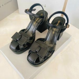 Giày sandan rọ cao gót đế to 9 phân chất da sang xịn