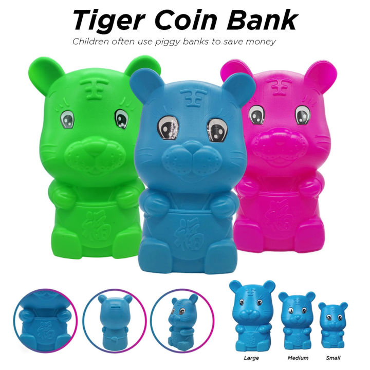 Cute Tiger Design Coin Bank Colorful Piggy Banks Unbreakable