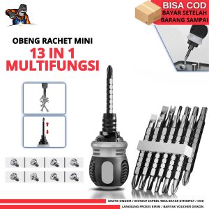 Obeng CRV Set 13in1 Obeng Cebol Multifungsi Rachet BB Trek Karet Dua Arah Screwdriver Multifunction