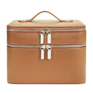 SHIRUI Large Capacity Cosmetic Bag PU Material Aesthetic Pattern Toiletry Storage Portable Waterproof Lychee Pattern Bag Travel