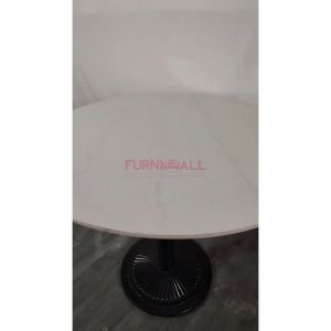 Furnimall Heavy Duty Round Sintered Stone Dining Table Premium Modern Ceramic Cafe Restaurant