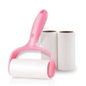 ลูกกลิ้งทําความสะอาด ลูกกลิ้งกําจัดขน เก็บขนและฝุ่น สีชมพู ลูกกลิ้ง ฉีกกระดาษม้วนกระดาษเพื่อทําความสะอาดเสื้อผ้าผม