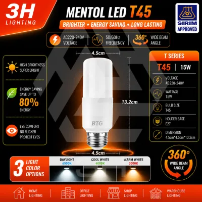 3H Lampu Mentol LED Super Terang E27 10W/15W/20W/25W LED A-Series T-Series Stick Lamp Bulb [SIRIM]