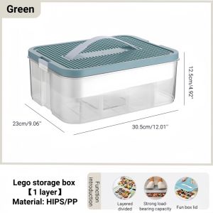 OutingSG® Multifunctional Building Blocks Storage Box with Lid Compartmentalized Organizer for Large Bricks Kids Toy Sorting Parts Playroom