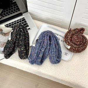 DOI4RE สไตล์ Y2K ผ้าพันคอเรียวสีสันสดใส ฮาราจูกุ นุ่มนุ่มๆ ผ้าพันคอยาวแคบ น่ารักน่ารักๆ สไตล์เกาหลีแบบ ผ้าคลุมไหล่ถักลายจุดหลากสี สาวๆ