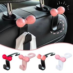 NXUGW 4Pcs  Car Seat Back Hook Bowknot Multi-functional Seat Back Hanger Fashion Plastic Sundries Back Storage Hook Seat Headrest