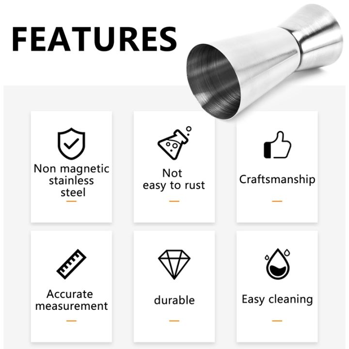 Jigger Per Bar In Acciaio Inox 25/50 Ml - Misurino Professionale Per Cocktail, Vino E Bevande - Foto 6