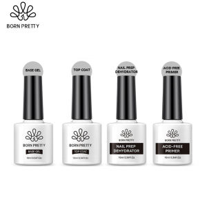 BORN PRETTY 10ml Top Coat And Nail Primer Nail Dehydrate Base Gel Polish Set Nail Essentials Prep Step Gel Kits BP
