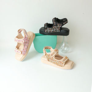 Alivelovearts Nami Tweed Sandal Puffy Wedges EMPUK Sendal Wanita Platform 3 cm Style Korea Import Kekinian