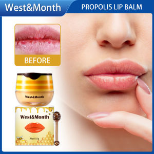 West Month Propolis Lip Balm Sleeping Propolis Moisturizing Bee Lip Balm Applicator Nourishing Anti-Wrinkle Lip Care Lip Gloss Treatment Smoothing Dryness Moisturizing Hydrating(5.5g)