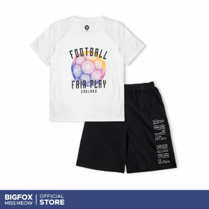 [Bộ thun BT cộc tay 03 1215] Bộ đồ bé trai Bigfox Miss Meow mùa hè cộc tay chất cotton style Hàn size đại in Football 12131415 40kg 50kg
