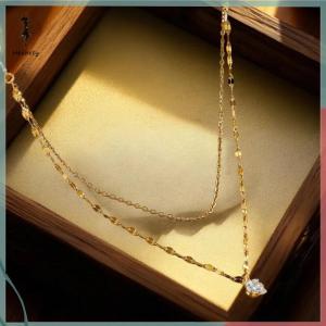 🔥ส่วนลด 10 บาท สำหรับการซื้อ 1 ชิ้น🔥ราคาถูก สร้อยคอแฟชั่นจี้พลอยเทียมหลายชั้นทำจากสแตนเลสสำหรับผู้หญิงเครื่องประดับอินเทรนด์ไม่ก่อให้เกิดอาการแพ้