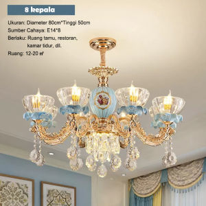 ⭐Garansi ⭐Lampu Gantung Kristal K9 Mewah Sederhana 3 Warna Ruang Tamu Lampu Ruang Makan Lampu Kamar Tidur Lampu Hotel Villa Zinc Alloy (Termasuk Bohlam E14)