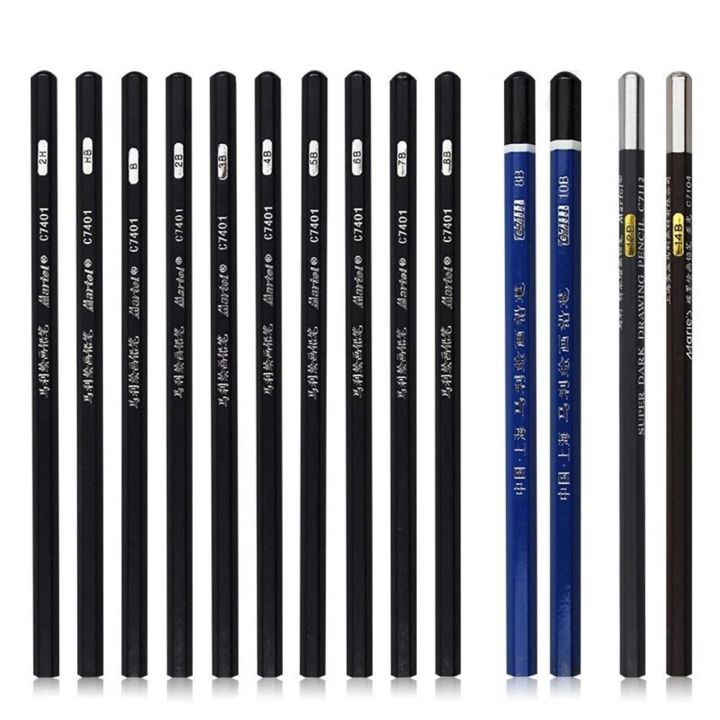 ERHYT 12Pcs School Supplies Black Pencils Art Stationery 12B 14B 7B 8B ...