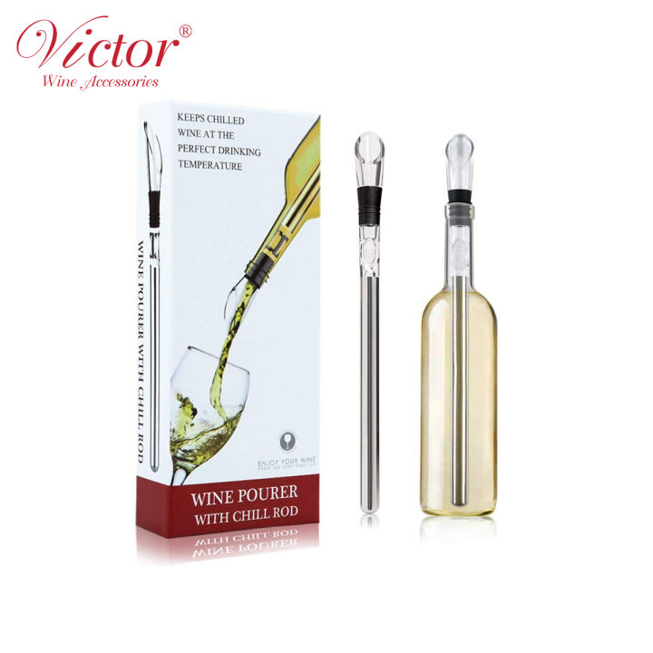 Victor ที่รินไวน์ อุปกรณ์รินไวน์ wine pourer with chill rod Lazada.co.th