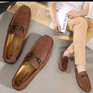 Peas shoes mens leather spring new British style all-match small leather shoes frosted casual loafers