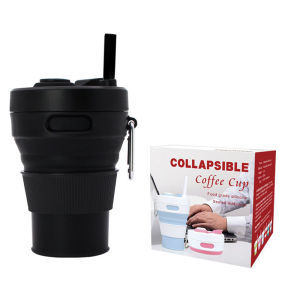 Collapsible Silicone Cup With Straw 450ml BPA Free Leak-Proof Eco-Friendly Foldable Water Bottle