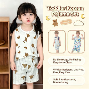 【local Stock】Summer Pajama Set For Kids Korean Home Wear Sweat Absorbing Heat Dissipating Soft Skincare Deep Sleep Every Night