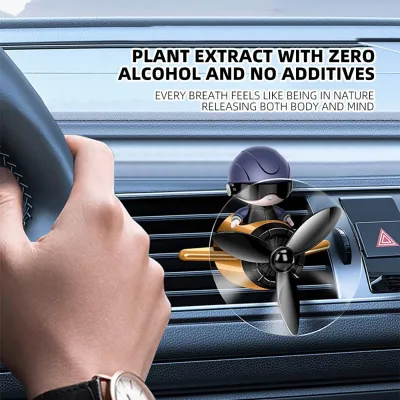 Car Air Freshener With Cute Cartoon Design Suitable For Car Air Ducts Rotating Fan Air Freshener Long Lasting Aroma Car Interior Decoration Accessory