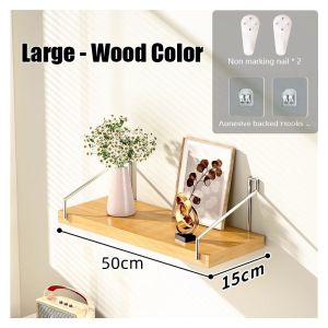 No-Punch Wall Shelf Wooden Wall Mounted Bookcase Wall Bookcase Floating Bookcase Book Shelf 墙壁置物架