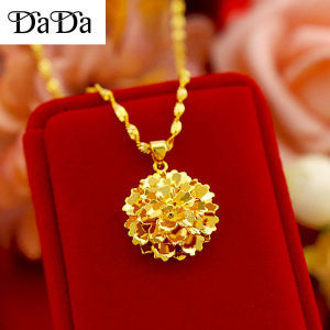24K Saudi Gold Nasasangla 100% Original Choker Necklace for Women Peaceful Love Heart Gold Thick Gold Water Wave Chain and Pendant Gold Necklace buy 1 take 1