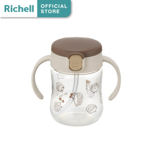 Richell Baby(ริเชลล์) ลายใหม่ TLI Mugs!! แก้วน้ำหัดดูดหลอด Straw Mug สเต็ป 2 หลอดสุญญากาศกันสำลัก