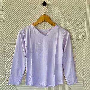 Atasan kaos polos v-neck lengan panjang wanita/t-shirt/kaos spandek premium/pakaian wanita murah