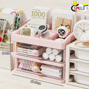 Smile😊 พร้อมส่ง💯 กล่องเก็บของโต๊ะงาน ที่เก็บของโต๊ะทำงาน ชั้นเก้บของโต๊ะทำงาน แต่งโต๊ะทำงาน ชั้นเก็บปากกา ชั้นเก็บเครื่องเขียน ชั้นวางเครื่องสำอางค์