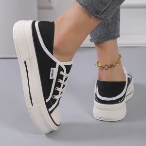 Korean version simple solid color non-slip canvas shoes student sports shoes heightening casual shoes
