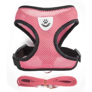 Adjustable Dog Harness Leash Set Breathable Mesh No Pull Vest Reflective Traction Belt Complete Set for Small Medium Large Dogs Puppy Cat Pet
