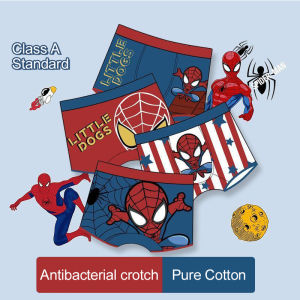 KUCHAR กางเกงในเด็กผู้ชาย4ชิ้น/ล็อตกางเกงชั้นในลายการ์ตูนผ้าฝ้ายระบายอากาศได้ดี Celana Bokser Anak Laki-Laki เด็กหัดเดิน2-14ปี