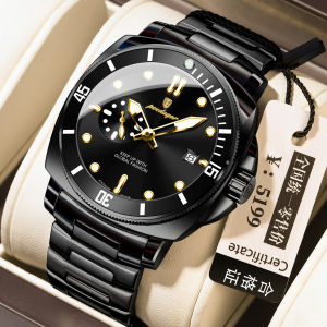 POEDAGAR luxury watch for men waterproof original branded rotatable dial stainless steel date wristwatch