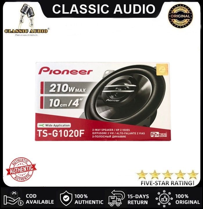 Haut-parleurs Voiture Pioneer TS-G1020F - 10cm 2 Voies 210W | Installation Facile | Compatible Autoradio Origine